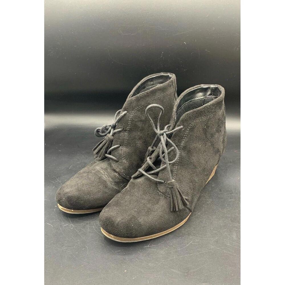 Dr. Scholl's Women's Dakota Wedge Ankle Boot Size 10 M Black Tassels